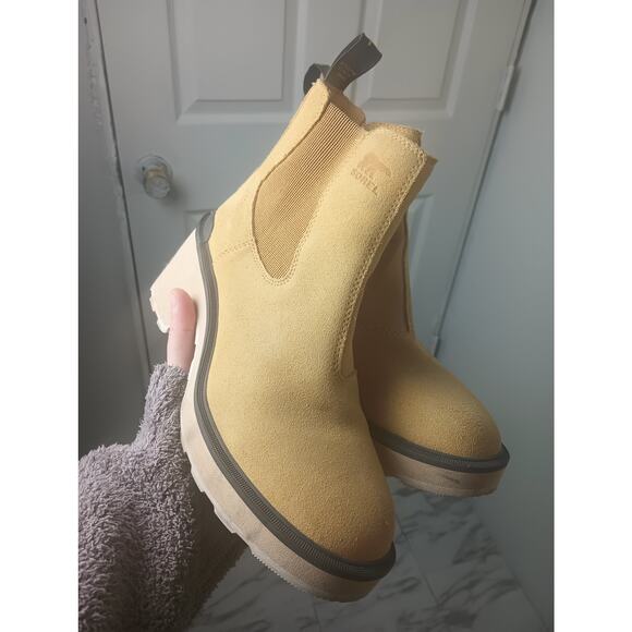 Sorel Hi-Line Heel Chelsea Boot Umber/ceramic color Women Size 10 Chunky Winter - Picture 2 of 9